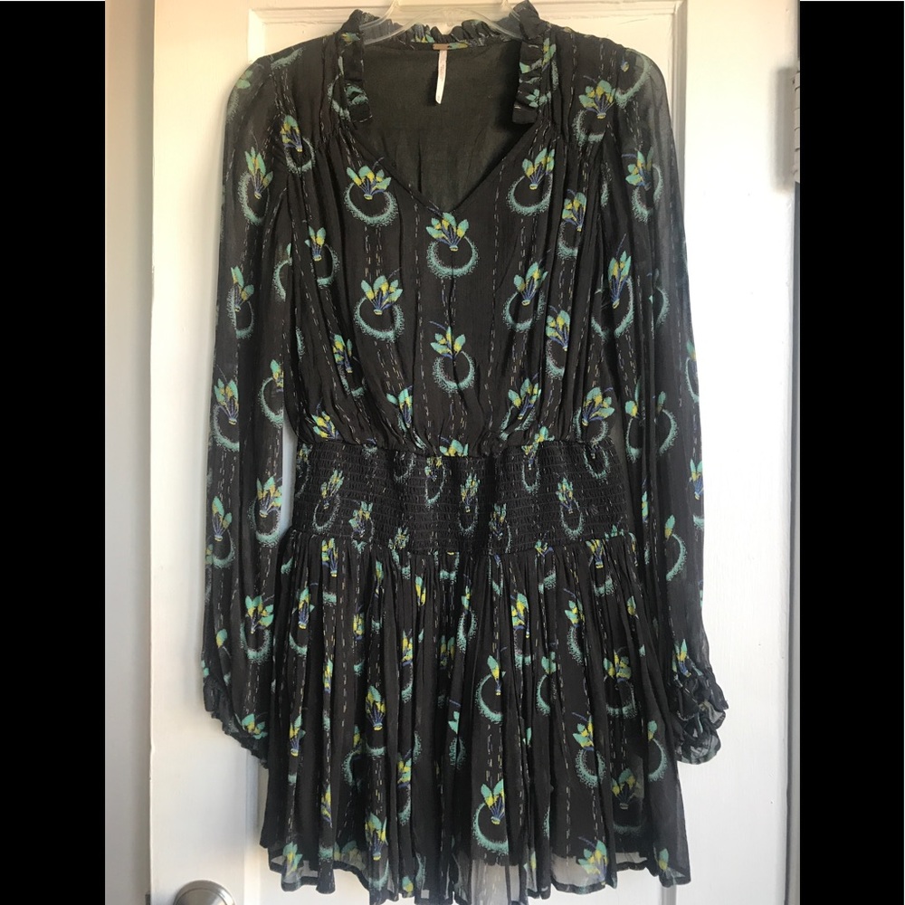 Free People long sleeve feathers dress